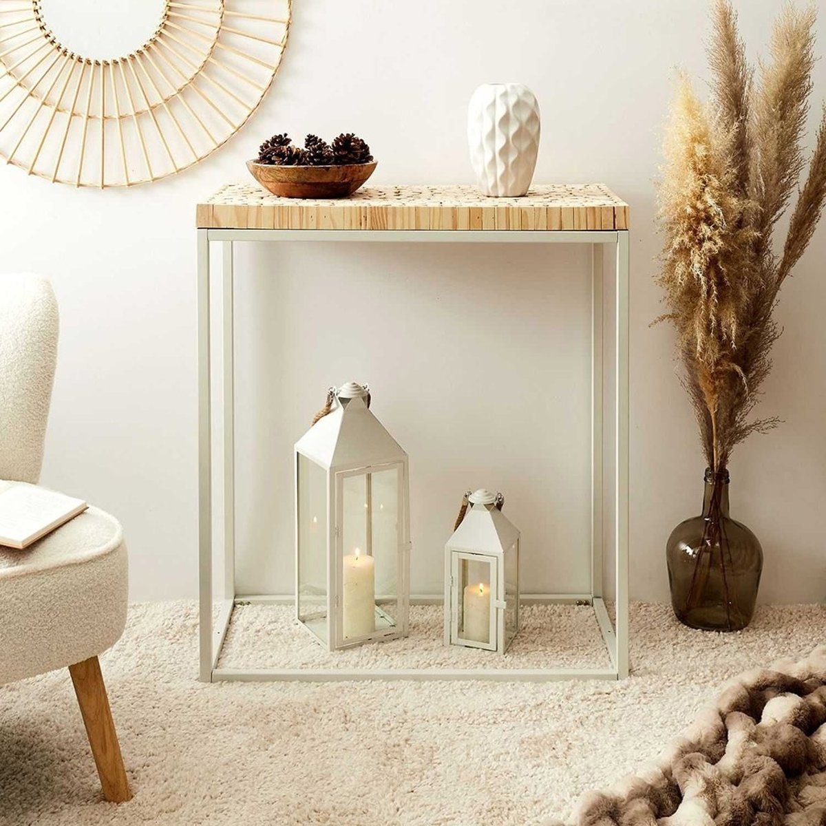 Console rondin beige, DECORATIE