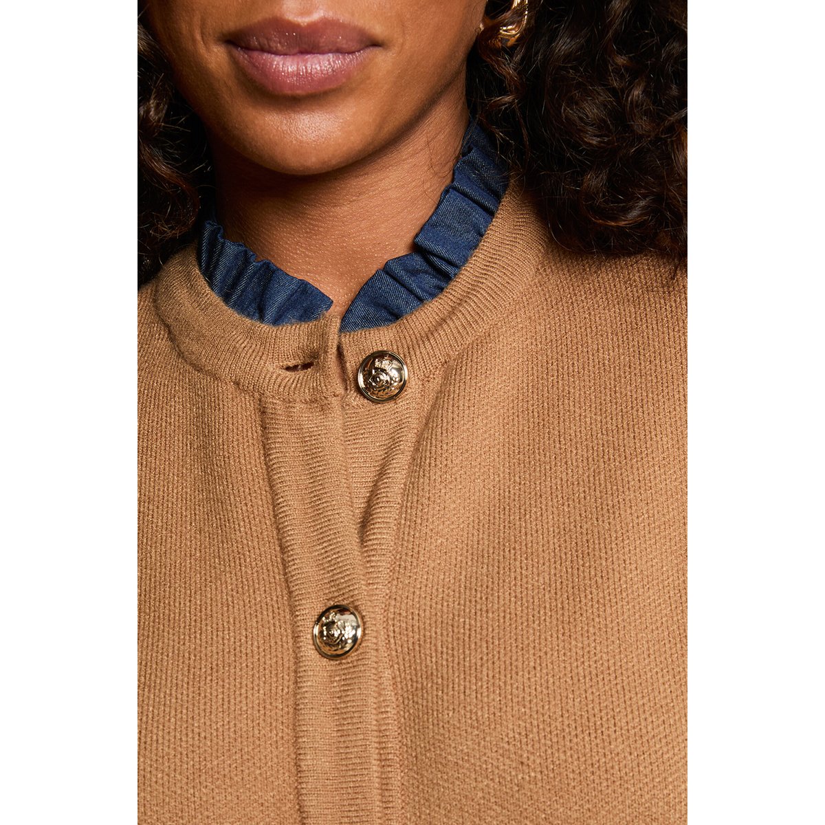 Gilet col à revers marron cognac, MORGAN