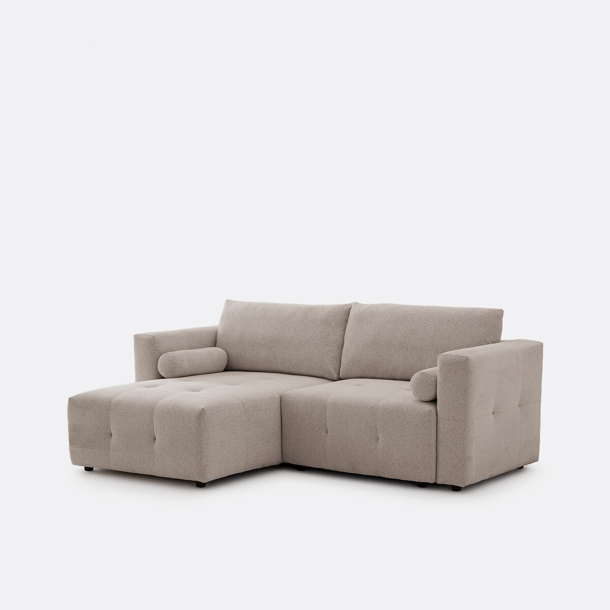 Sofá cama esquinero reversible de 3 plazas, chenilla jaspeada, MASI marrón grisáceo, LA REDOUTE INTERIEURS