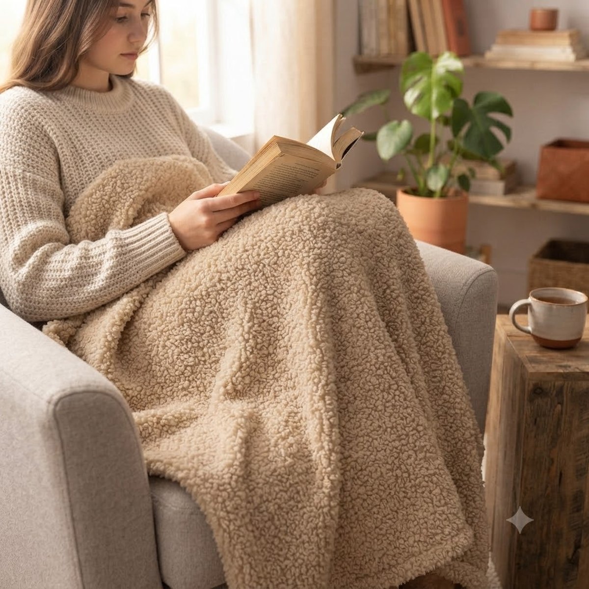 Plaid bouclette Wooly beige, EDEN
