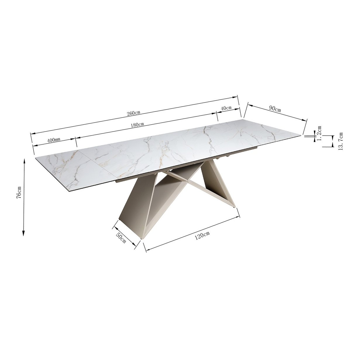Table à rallonges en grès, NELLY blanc, KARE DESIGN