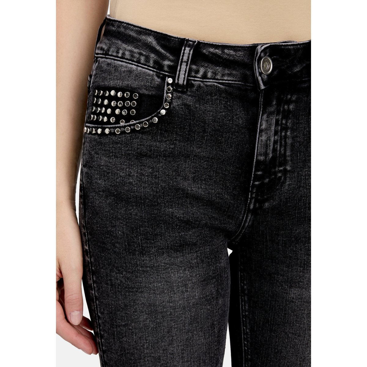 Jean basique à effet délavé dark grey denim, BETTY BARCLAY