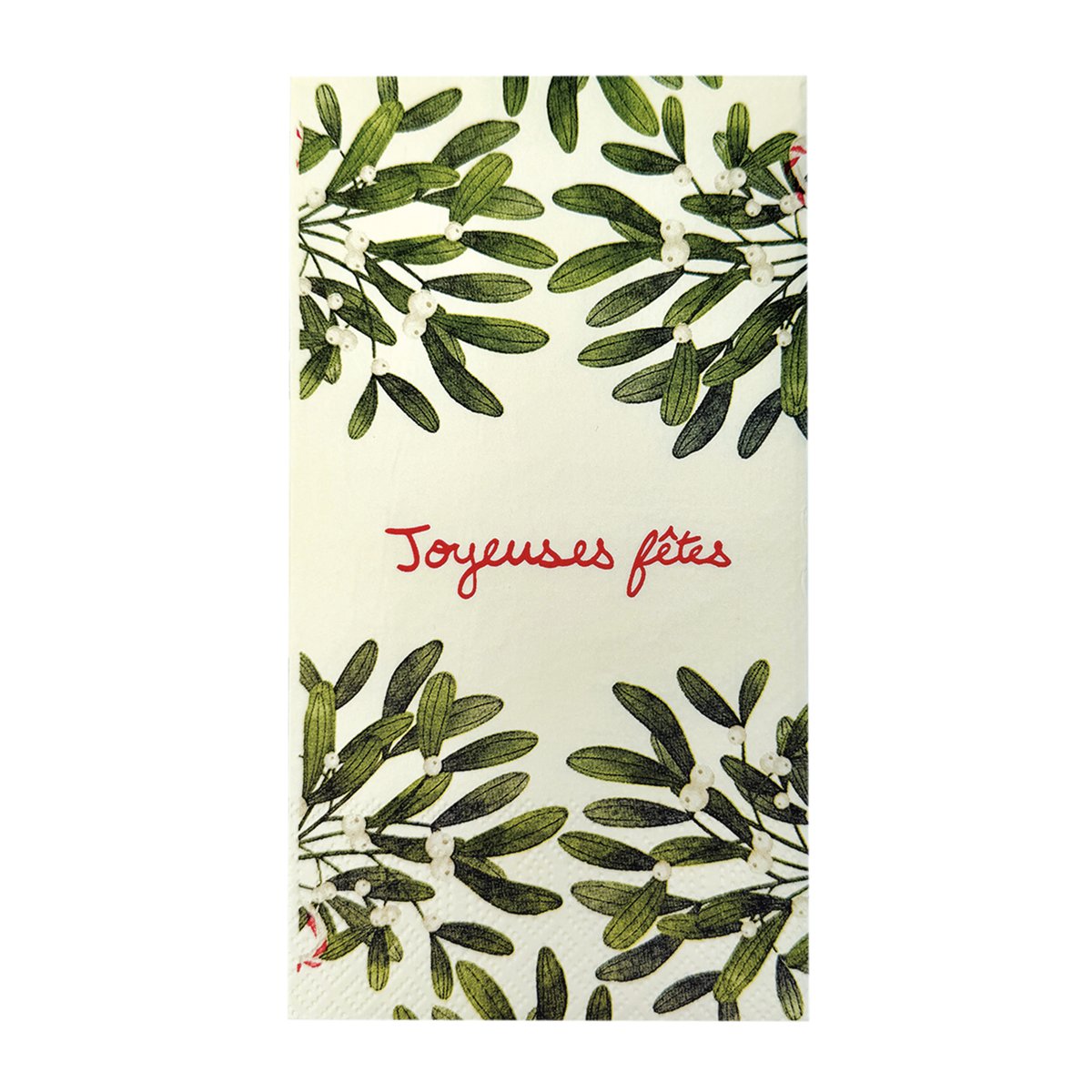 Lot de 15 serviettes en papier motif gui "Joyeuses fêtes" vert, OPJET