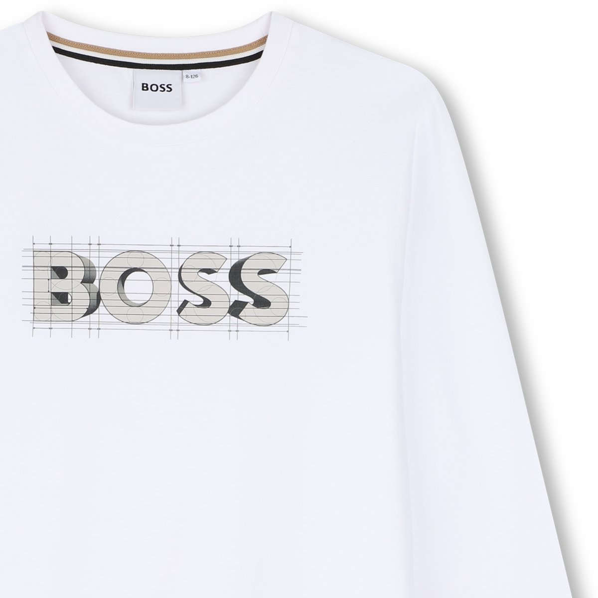 Tee-shirt manches longues blanc, BOSS KIDSWEAR