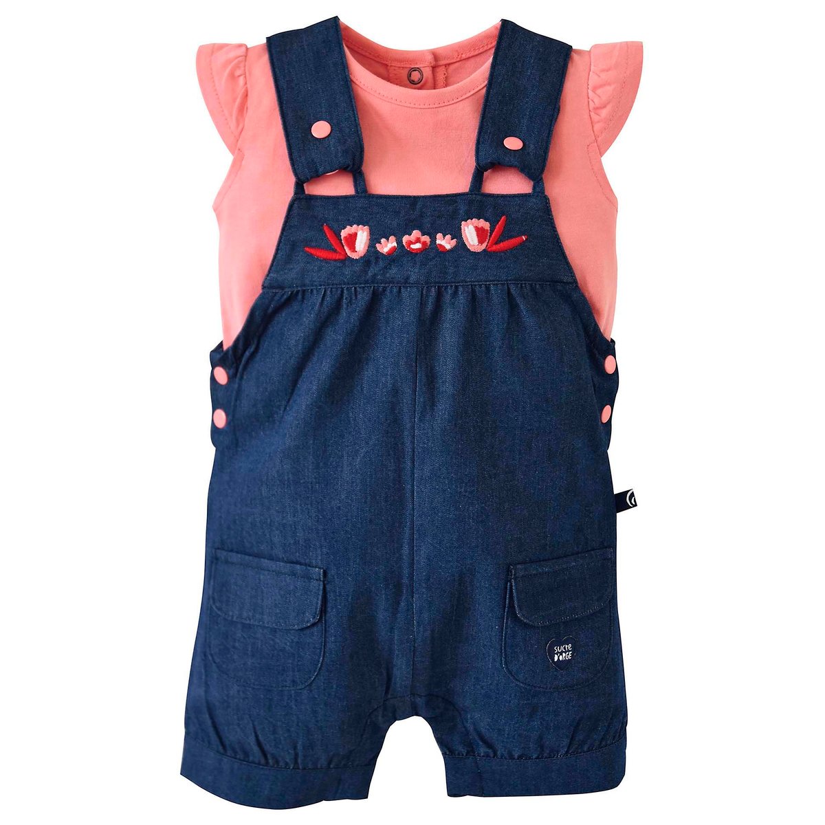 T-shirt + salopette bebe fille aude bleu, SUCRE D'ORGE