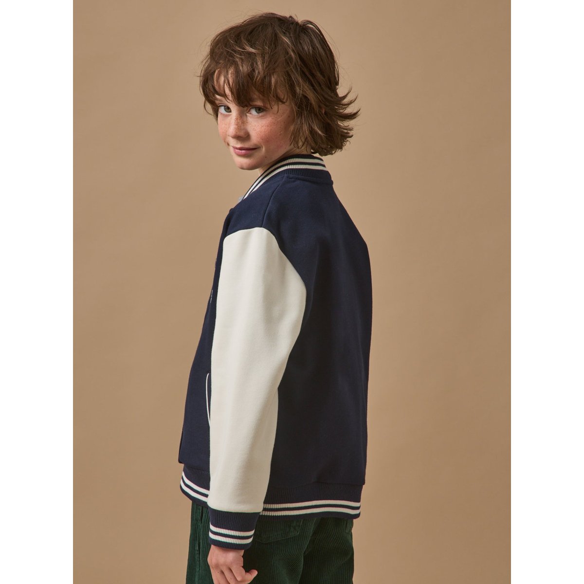 Blouson teddy brodé marine, CYRILLUS