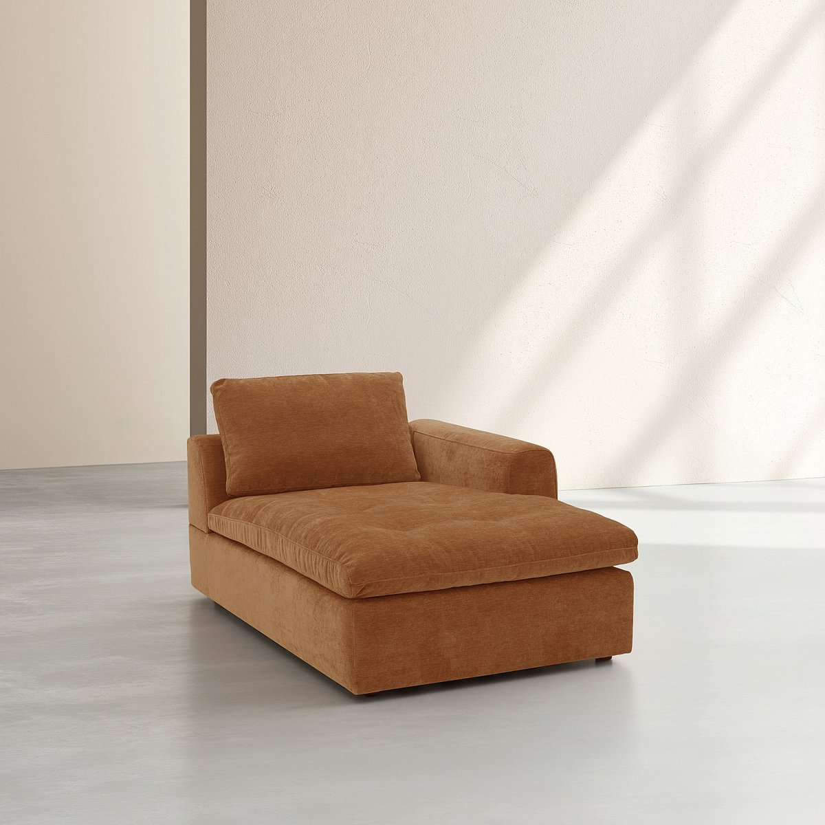 Méridienne d'angle droit en tissu AMERIA marron, HABITAT
