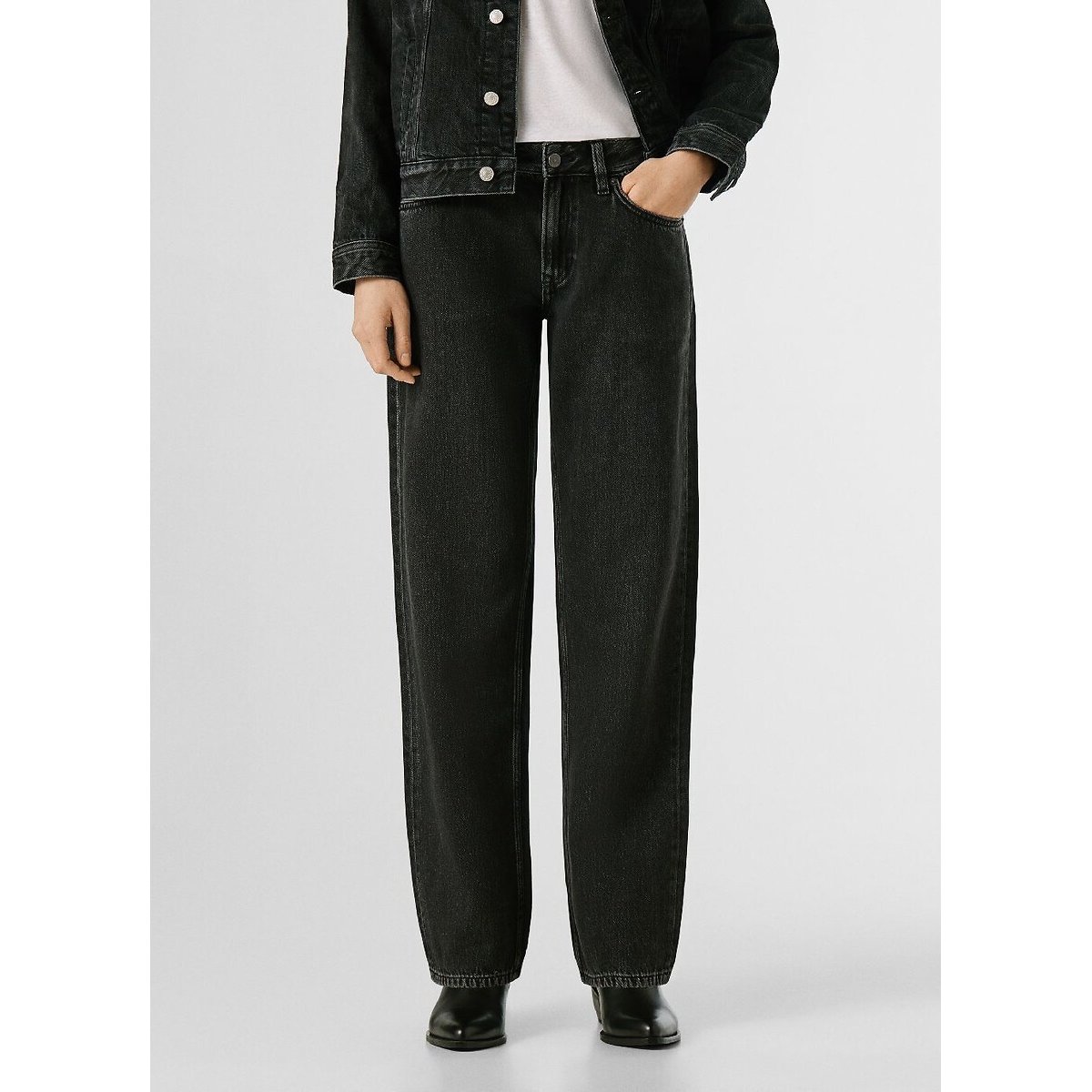 Jean loose, taille basse, Nicky black washed, PEPE JEANS