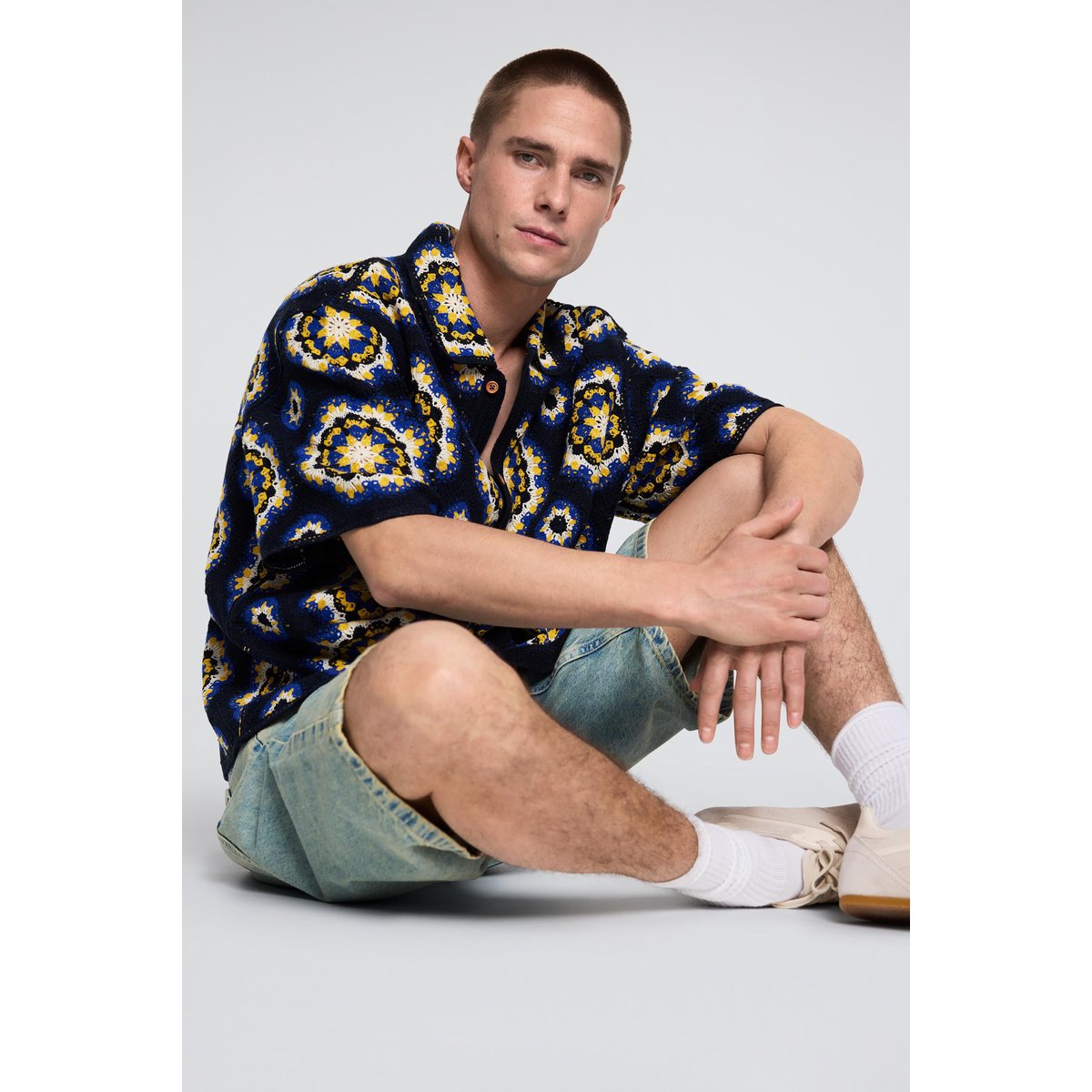 Chemise en crochet bleu, DESIGUAL
