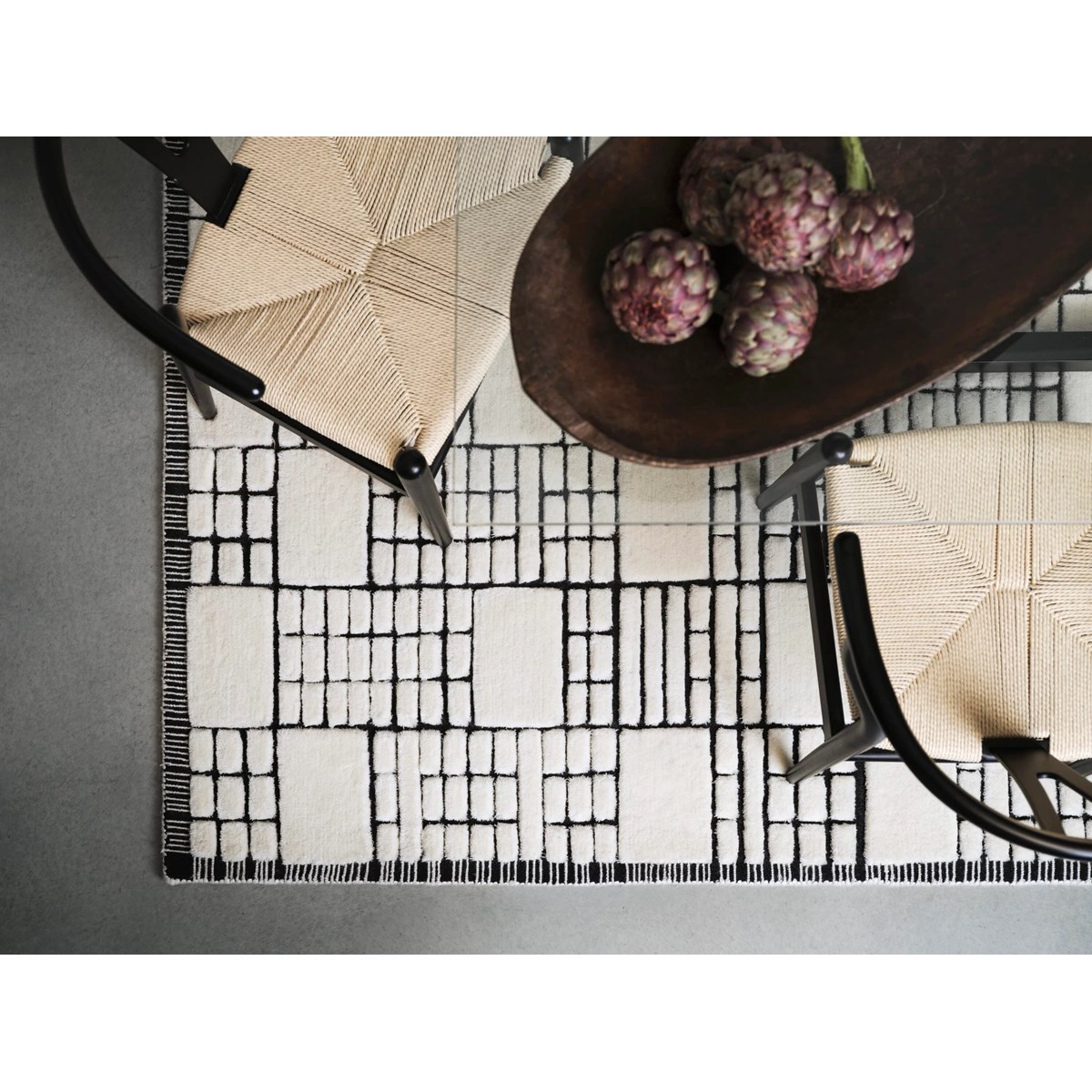 Tapis salon et chambre pure laine tissé main BOARDWALK beige, NOVATREND