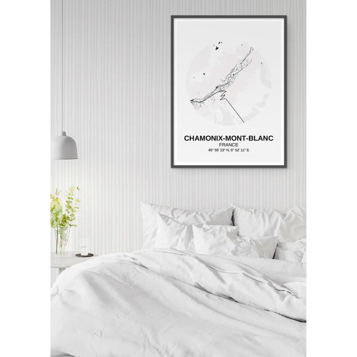 Affiche Carte Chamonix-Mont-Blanc blanc, L'AFFICHERIE