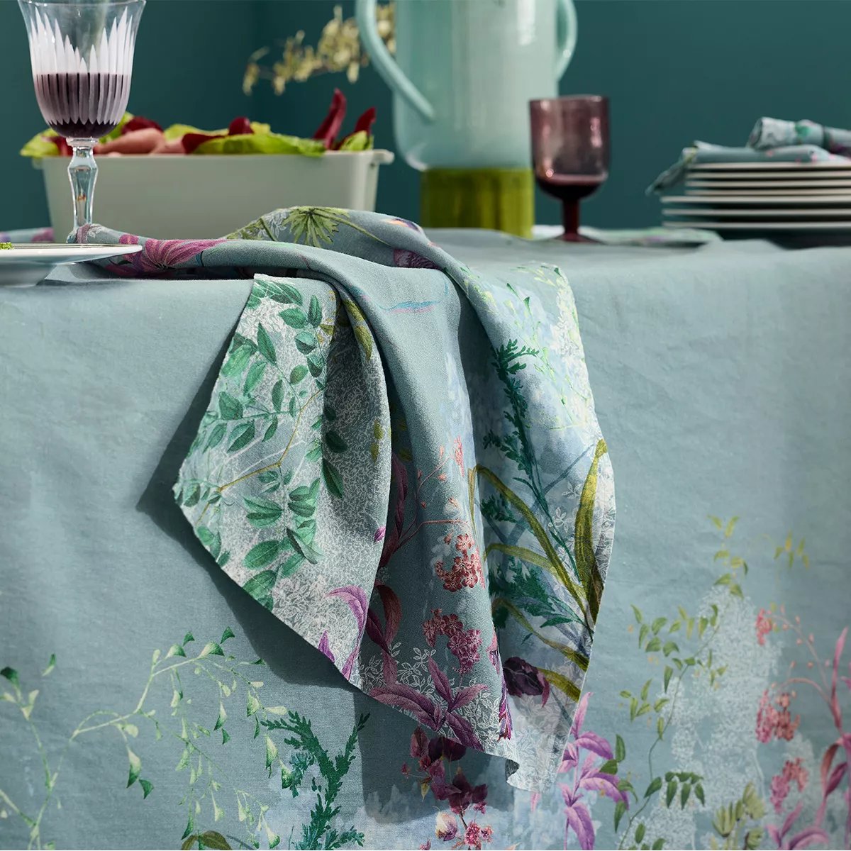 Serviette lin & coton lavé OMBRES BOISEES givre, GARNIER THIEBAUT