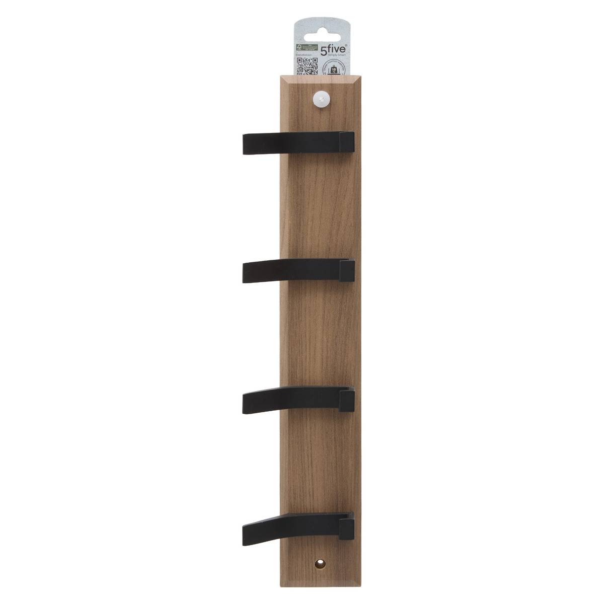 Patère murale 4 têtes en métal ZINY marron, 5FIVE SIMPLY SMART