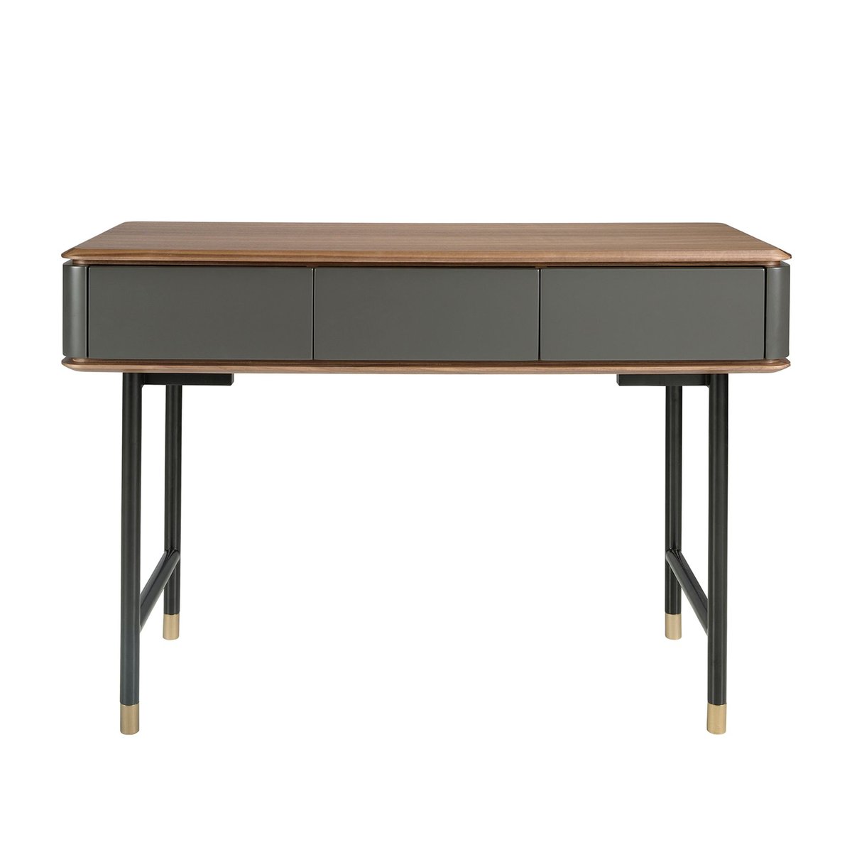 Console rectangulaire en noyer, bois gris foncé mat et acier noir gris foncé | noyer | or, ANGEL CERDA