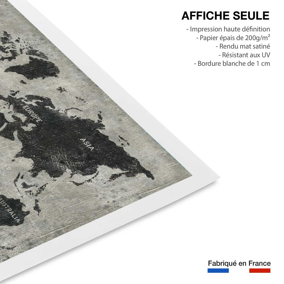 Affiche Carte du monde punky affiche seule, HEXOA