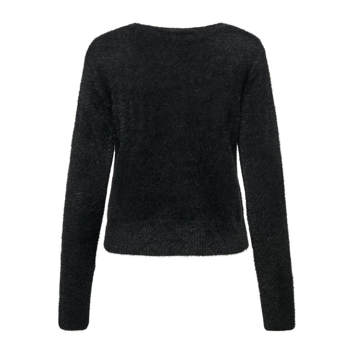 Pull col V, maille mousseuse noir, ONLY
