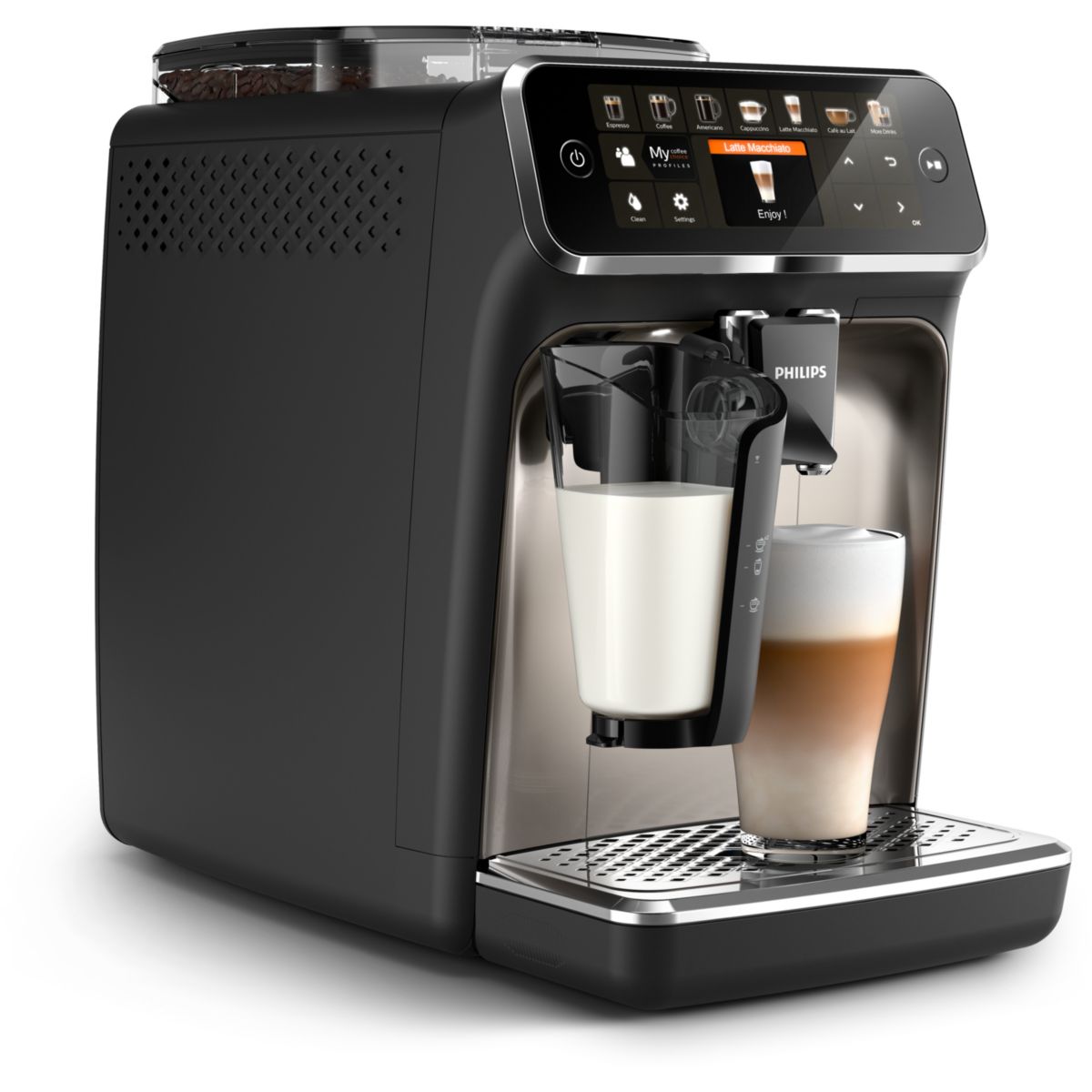 Expresso Broyeur EP5447/90 Machine à café à grain Grise Série 5400 LatteGo couleur unique, PHILIPS