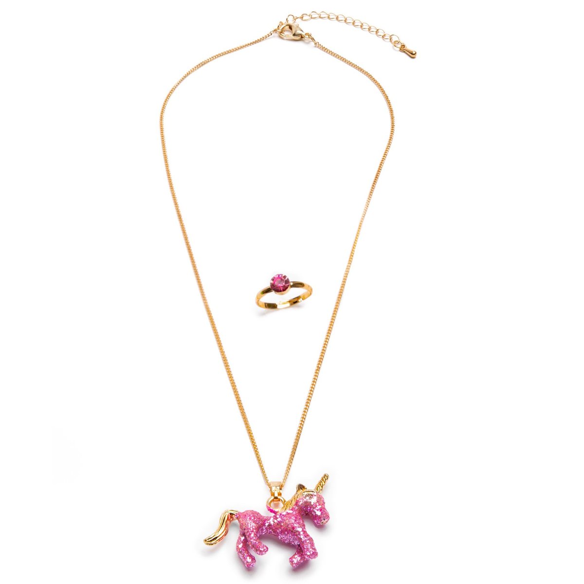 Ensemble collier et bague  Licorne rose, GREAT PRETENDERS
