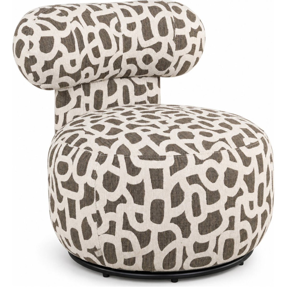 Fauteuil lounge à motif tissé brun tissé et beige, RECOLLECTION