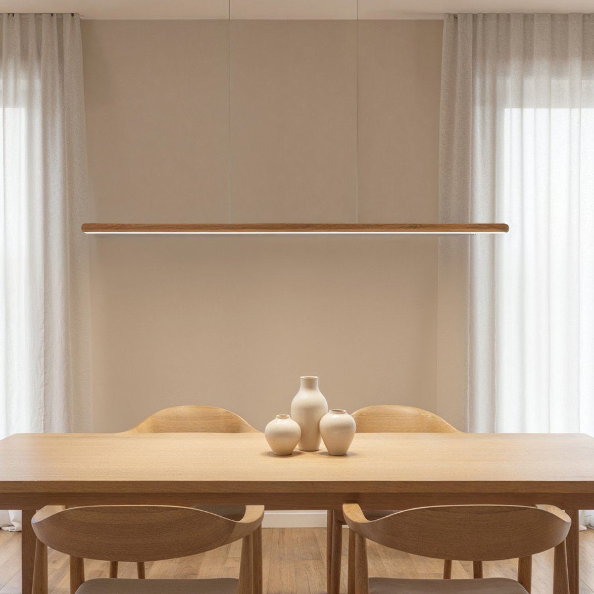 Suspension linéaire en aluminium L120cm- LUMAE bois clair, DRAWER