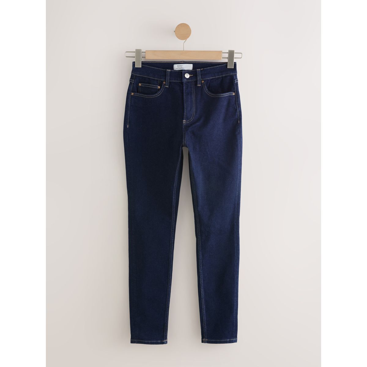 Jean skinny stretch à taille mi-haute délavage bleu, NEXT