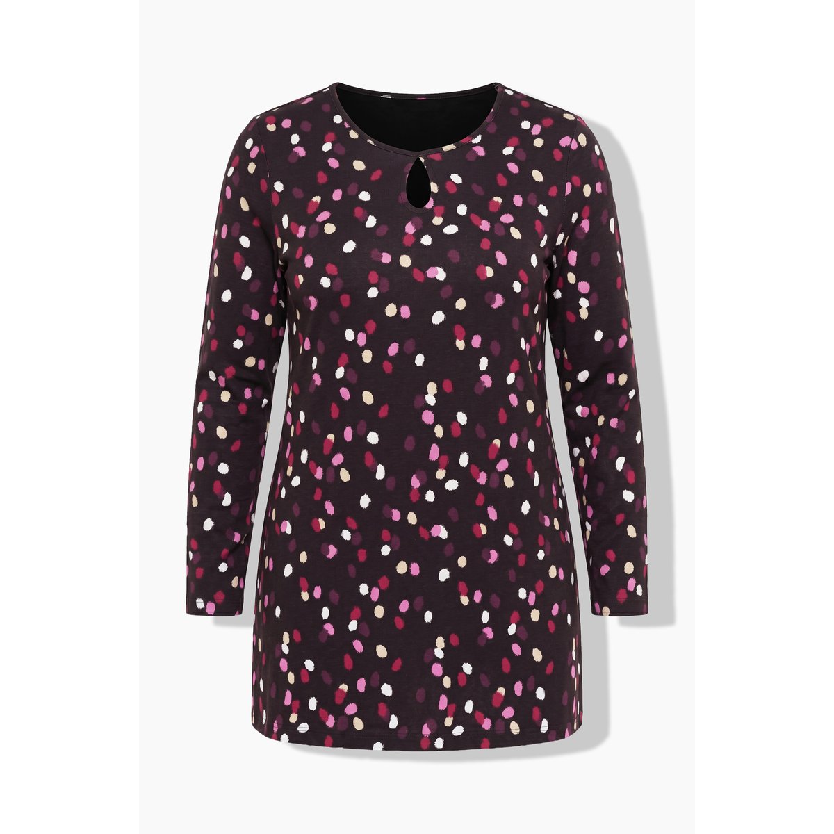 T-shirt long imprimé à pois acajou, ULLA POPKEN