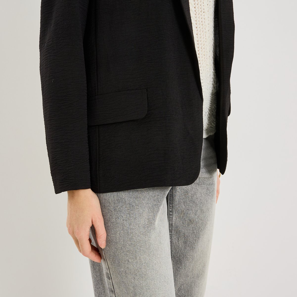 Veste fluide à col tailleur noir, GRAIN DE MALICE