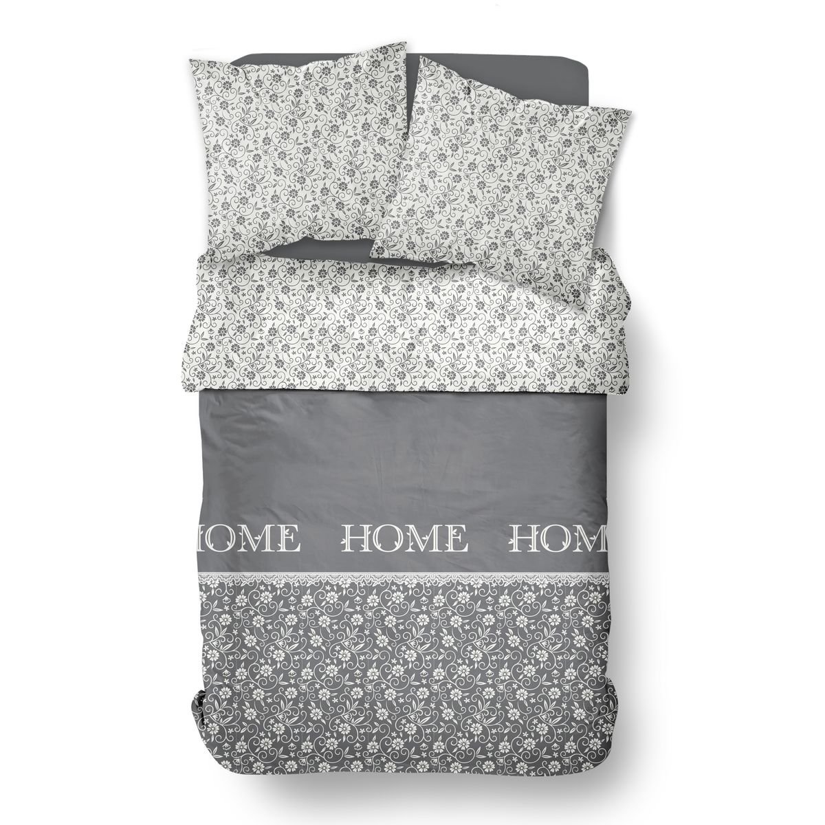 Parure de lit coton uni CHARME gris anthracite, TODAY