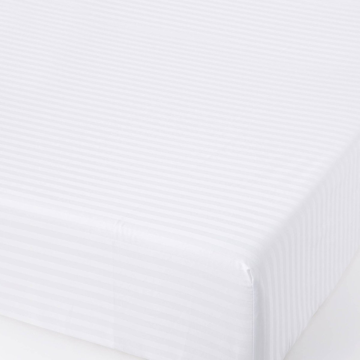 Drap housse, satin de coton bio blanc, MONOPRIX