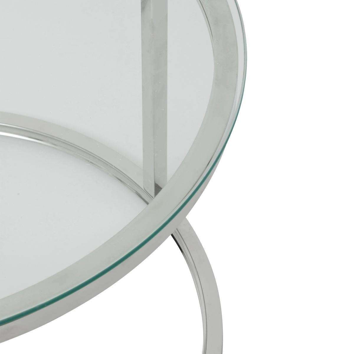 Lot de 2 tables gigognes en verre trempé et inox chromé KNEO argent, ATMOSPHERA