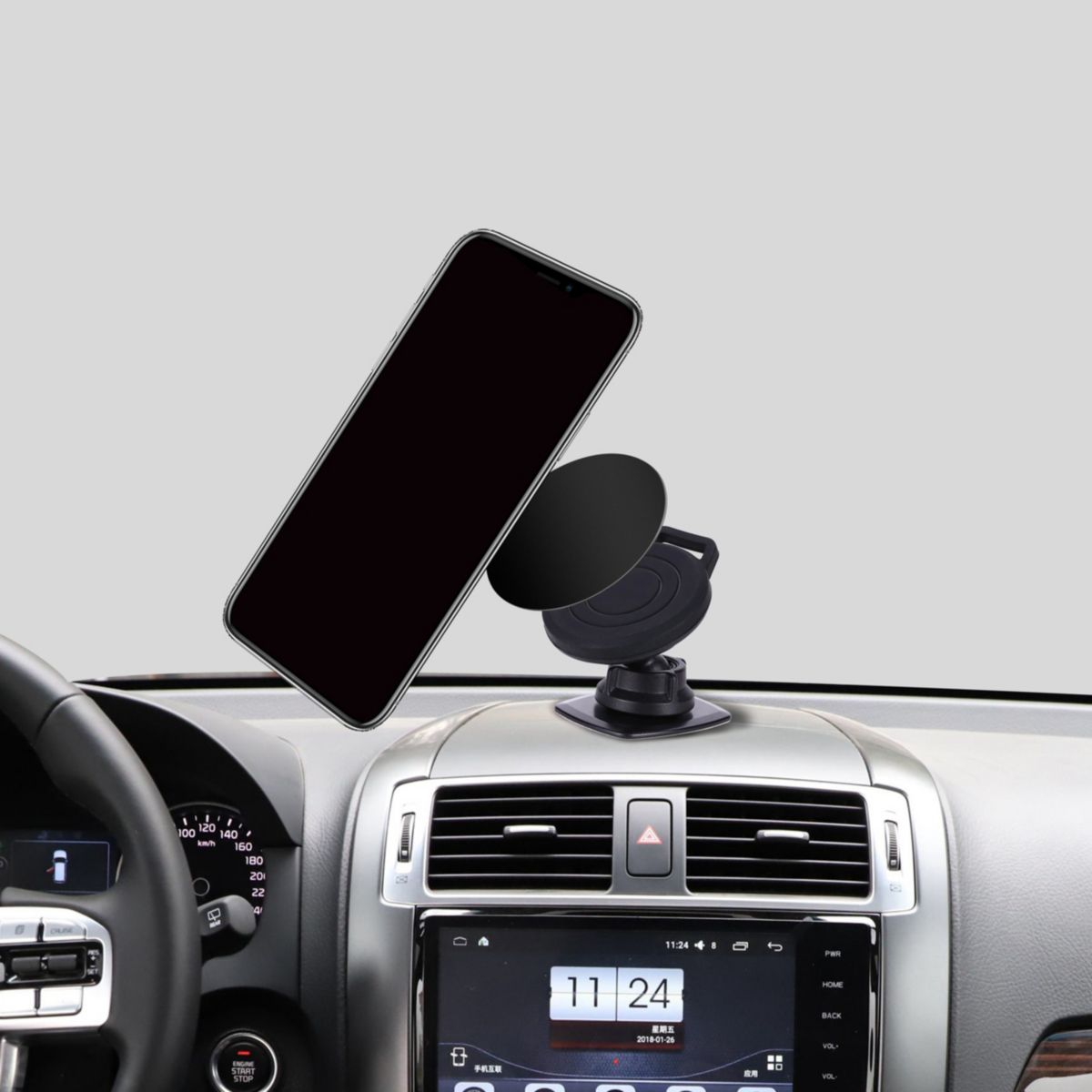 Support smartphone Aimants ronds + rectangles x6 noir, ESSENTIEL B