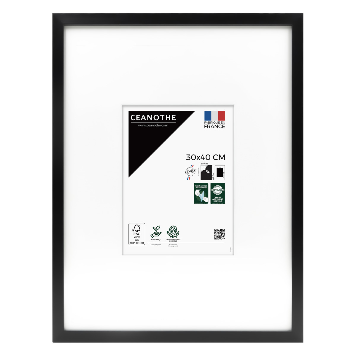 Cadre Photo Avec Passe-partout En Bois WILD noir, CEANOTHE