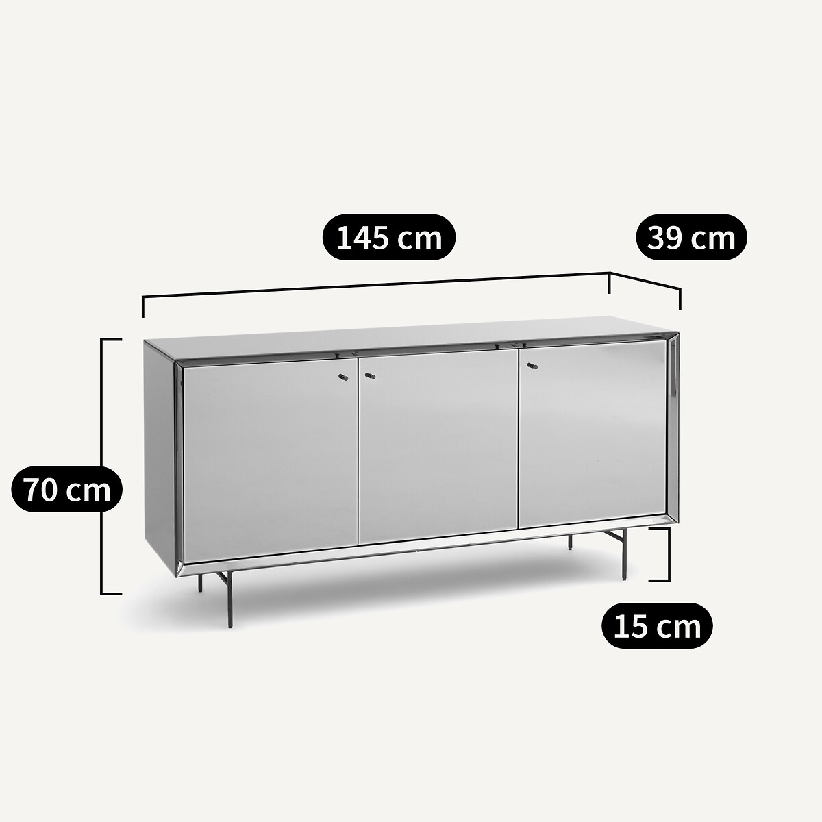 Khonsou Mirrored Sideboard Cabinet transparent glass, AM.PM