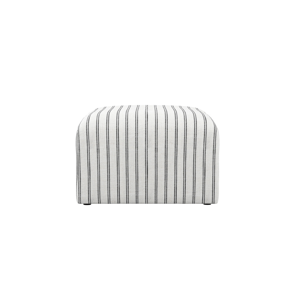 Nerina Coastal Cotton Large Woven Stripe Pouffe white/black stripes, SO'HOME