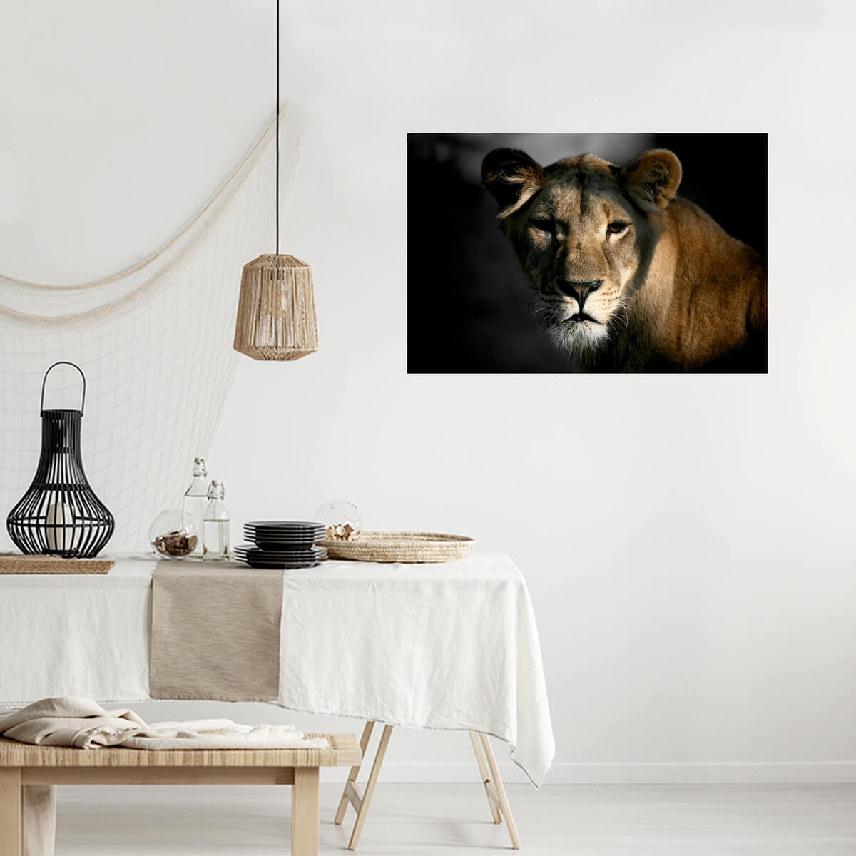 Tableau Mural Lionne Dans L'ombre ANIMAUX tableau en verre synthétique, CEANOTHE