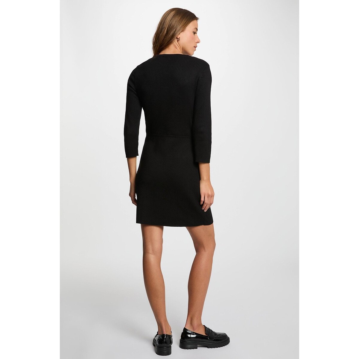 Robe tricot details boucle noir, MORGAN