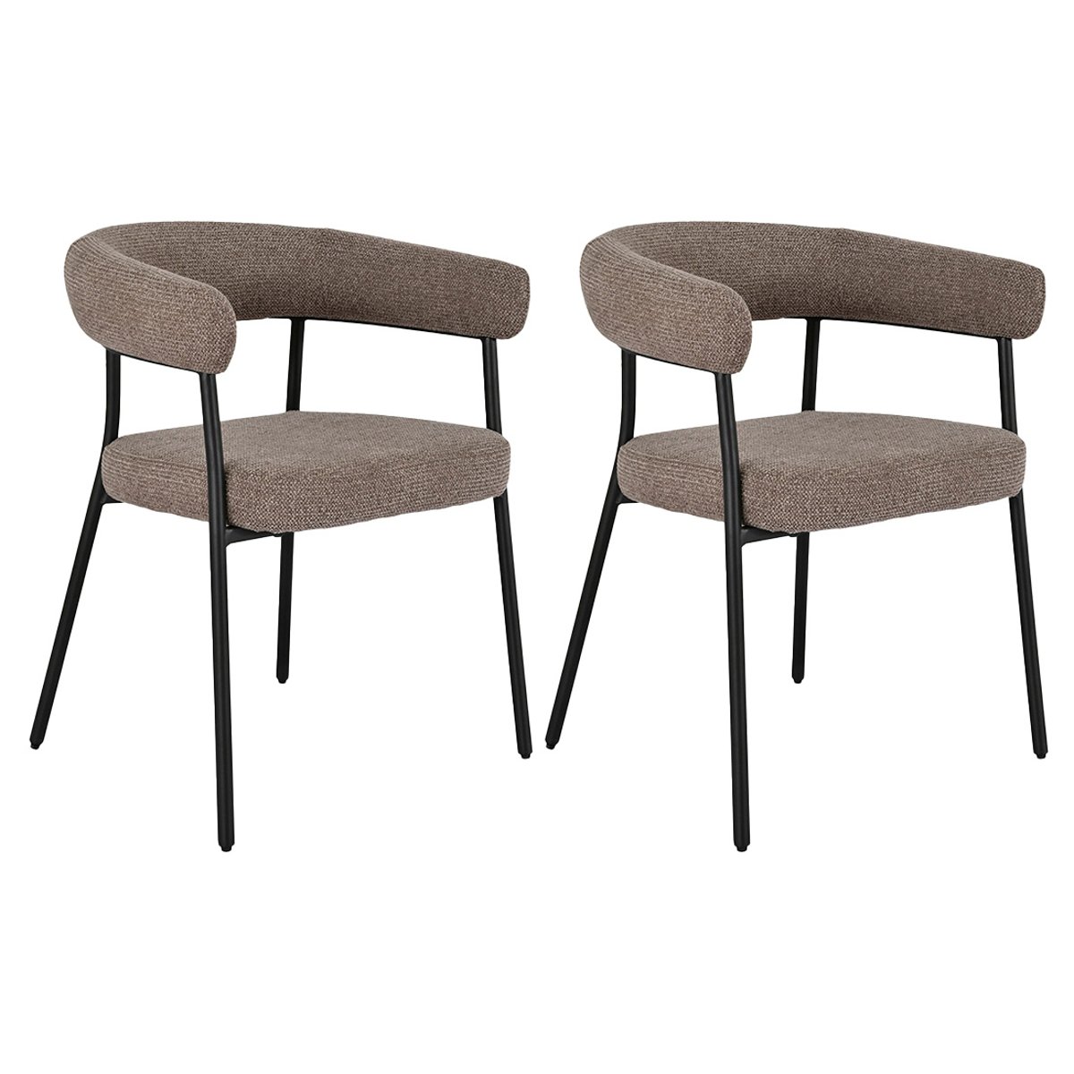 Lot de 2 chaises FSC® 100% en tissu texturé, SADIE marron, BEST MOBILIER