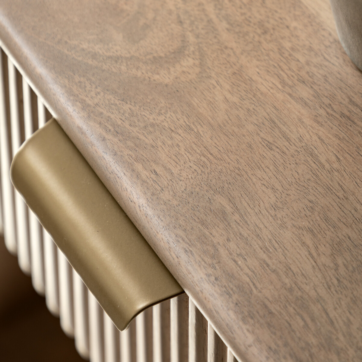 Corven Large Fluted Mango Wood 1 Drawer Bedside Table wood, SO'HOME