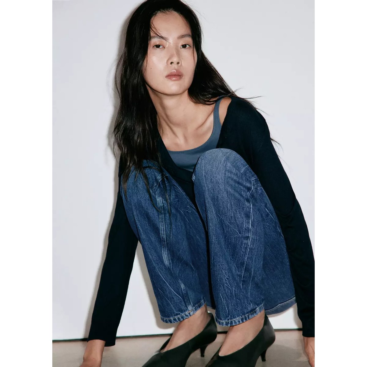 Jean slim taille classique bleu foncé, MANGO