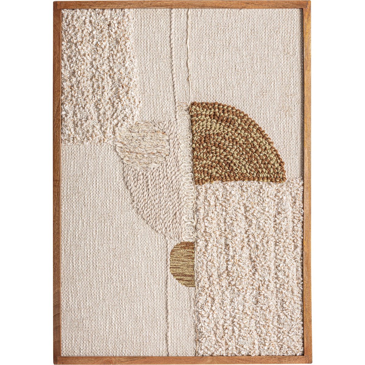 Tableau abstrait contemporain en coton tons naturels beige et bois clair, RECOLLECTION