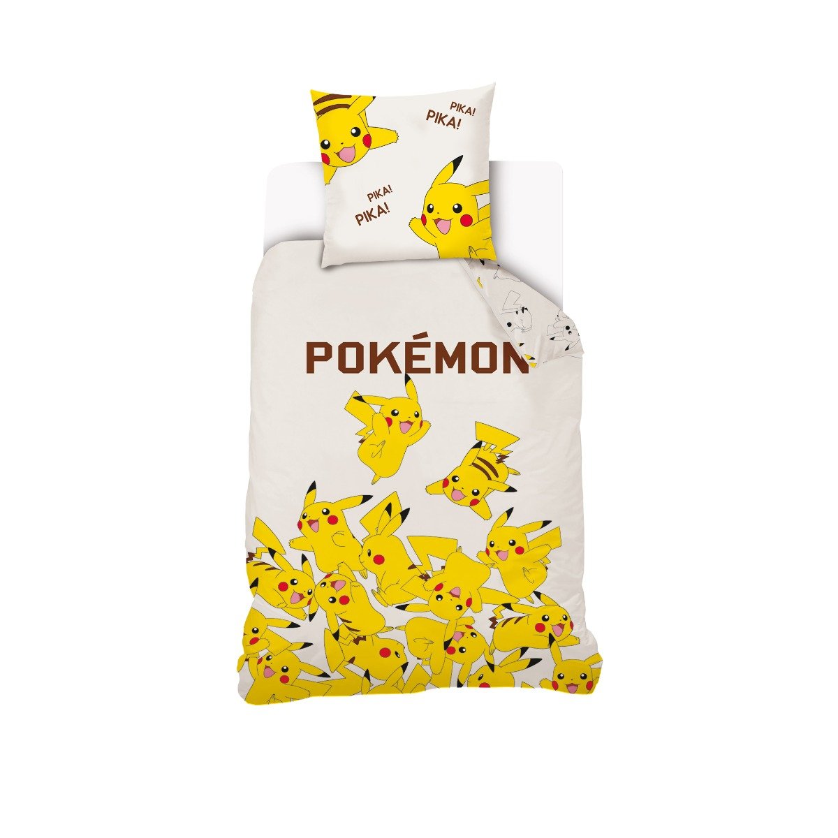 Parure de lit coton Pokémon, PIKACHU DELUGE ecru, POKEMON