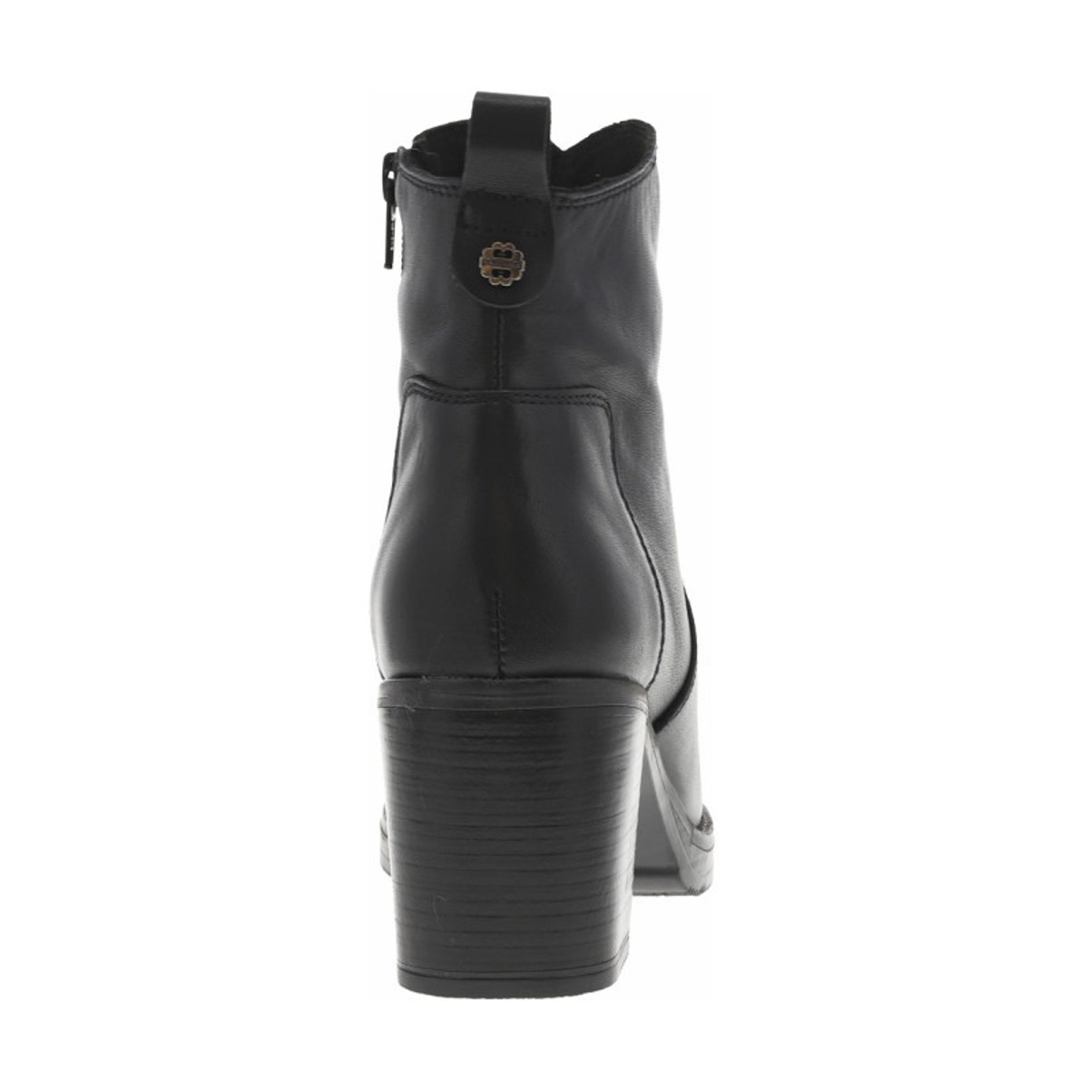 Boots en cuir noires à talon décroché moyen avec une trépointe cousue noires, PORRONET