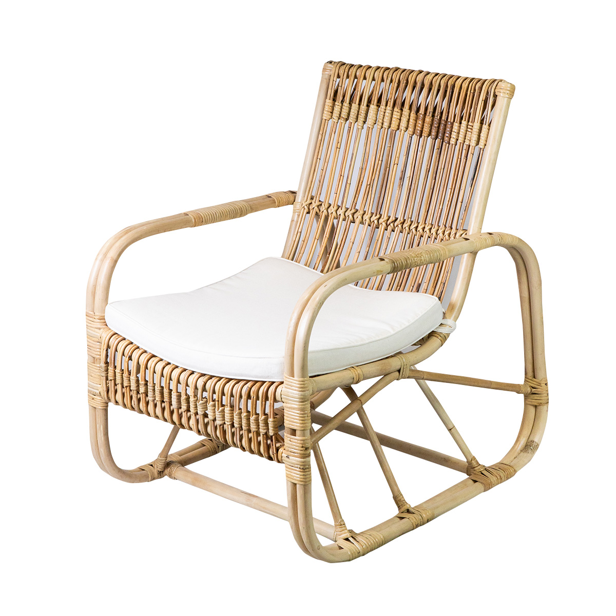Fauteuil en rotin avec coussin ALBANE naturel, HYDILE
