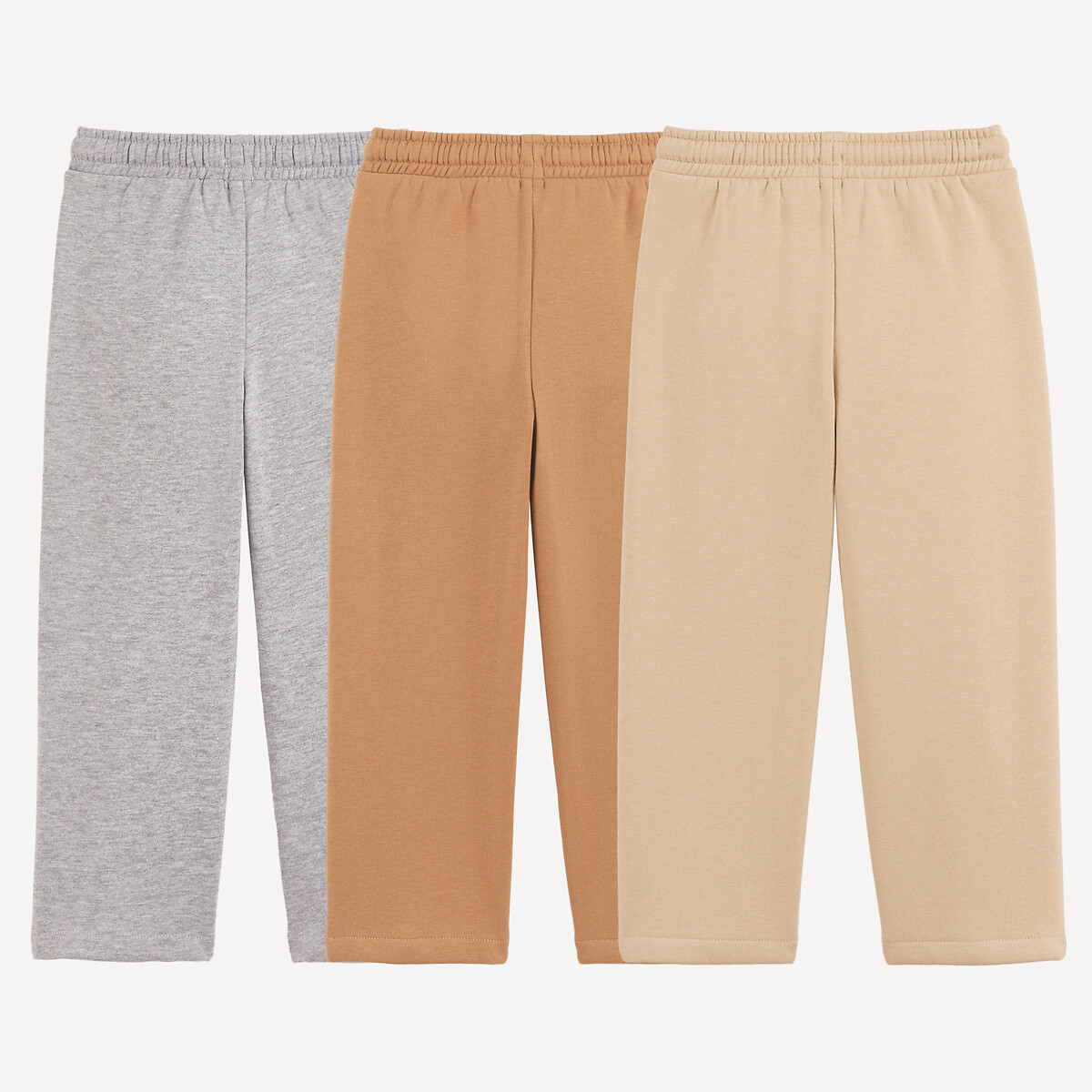 Lot de 3 pantalons de jogging en molleton gris + marron, LA REDOUTE COLLECTIONS