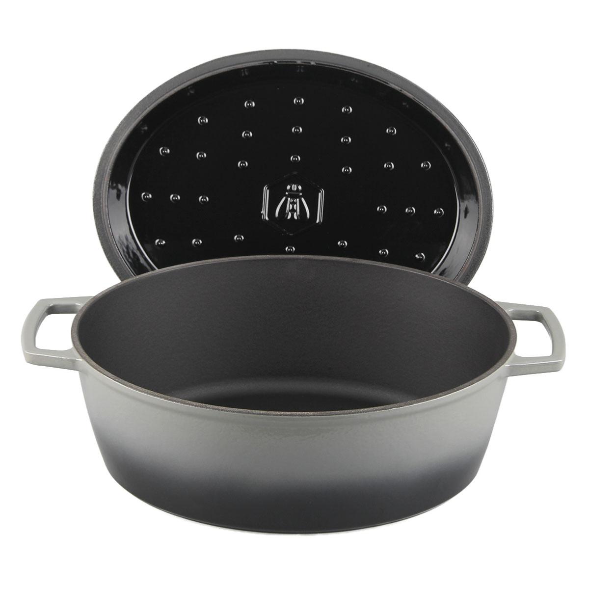 Cocotte en fonte ovale 33cm - "Masseiron Ardoise" couleur unique, LAGUIOLE CUISSON