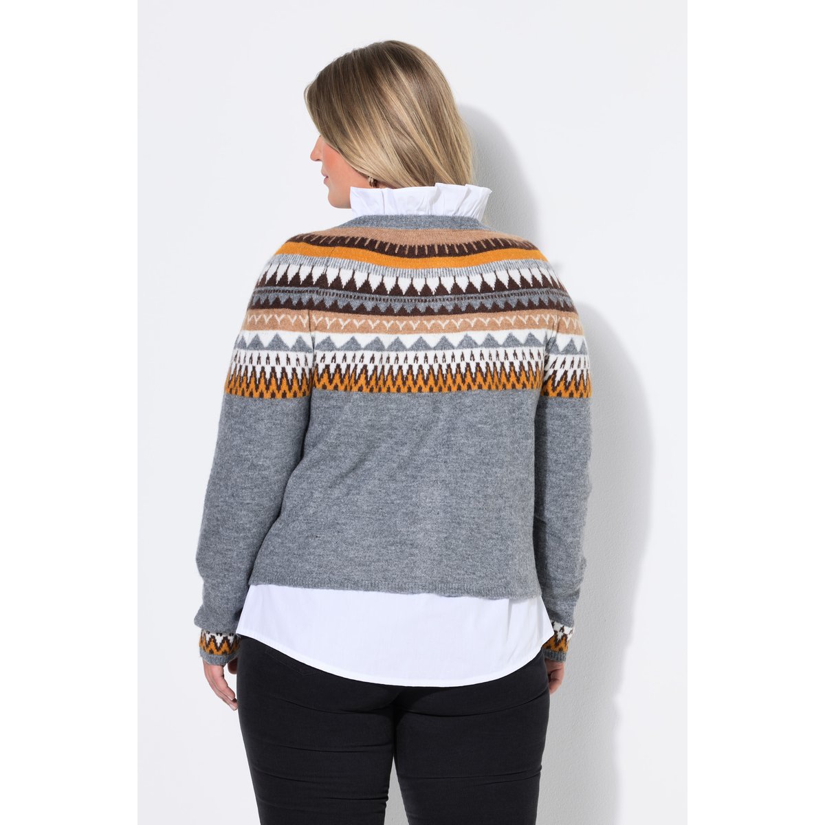 Cardigan norvégien, coupe Slim Fit gris chiné, ULLA POPKEN