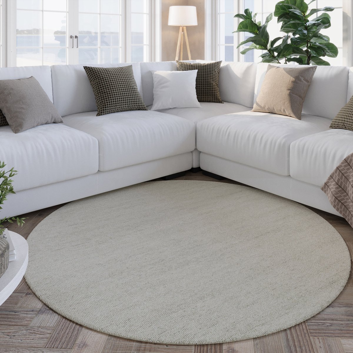 Tapis rond en laine tufté main , HAMPTONS SIXTEEN ivoire chiné, WECON HOME
