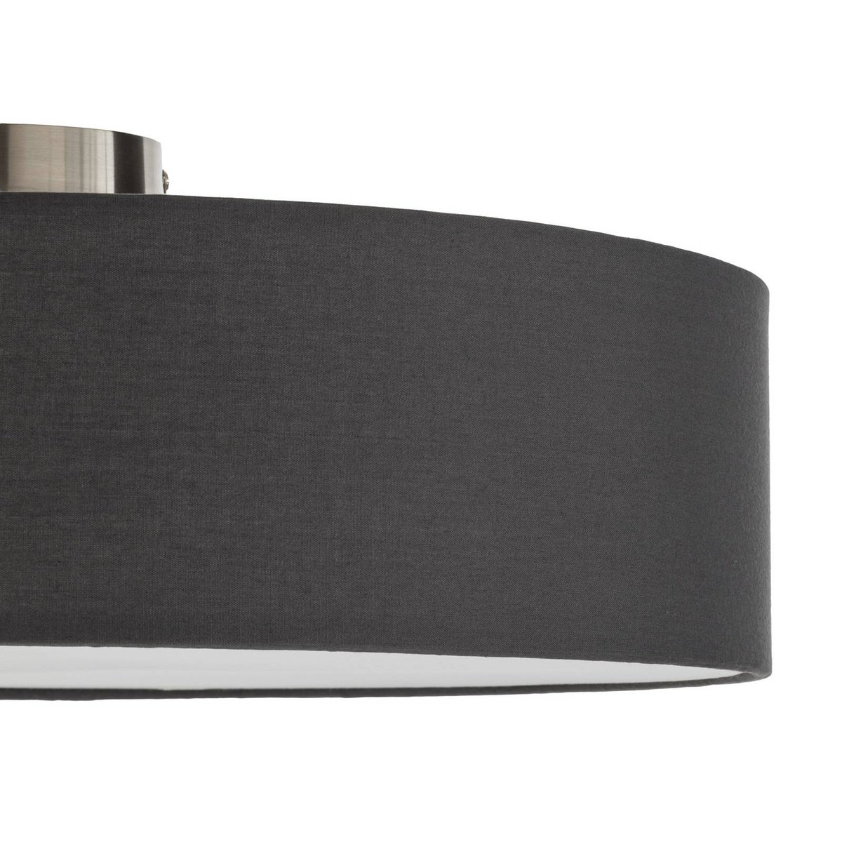 Plafonnier en textile moderne, Sebatin gris, blanc, nickel mat, LINDBY