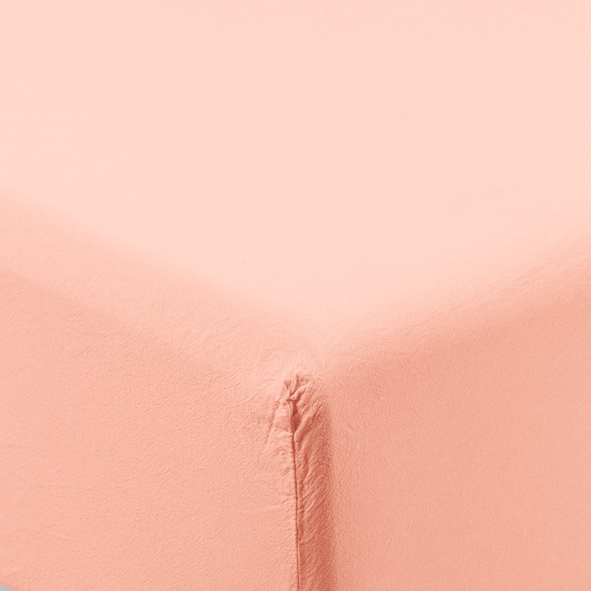 Drap housse coton lavé bio SOUFFLE nectar de peche, CARRE BLANC