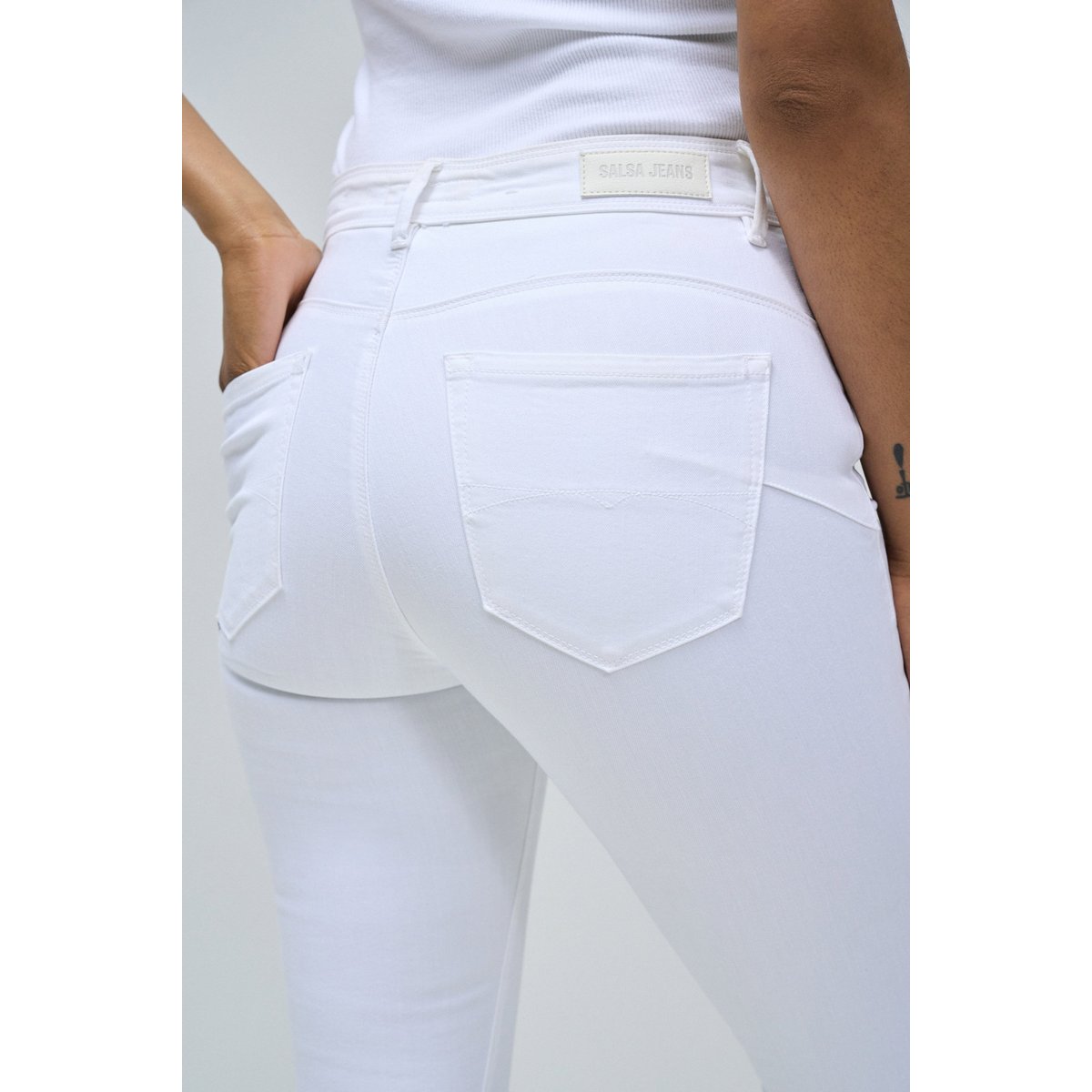 JEAN FAITH PUSH IN CROPPED SKINNY blanc, SALSA JEANS